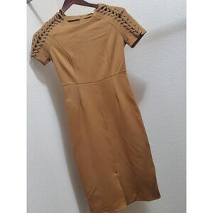Gianni Bini Brown Womens Dress Size S w/ Lace-up Short Sleeve